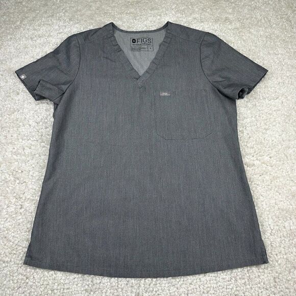 Figs Catarina One Pocket Scrub Top Gray Womens Small - Picture 2 of 12